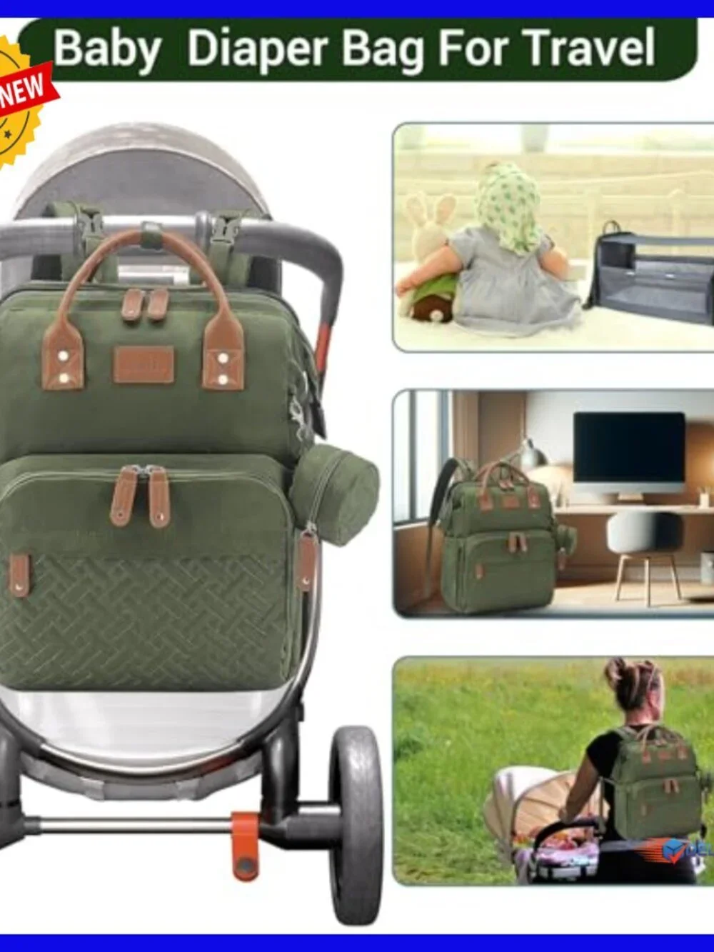 Large Capacity Diaper Backpack with Changing Station, USB Port, Waterproof